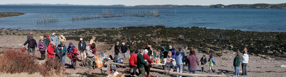 Crowd gathering on the beach